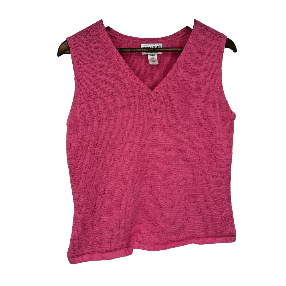 Pendleton M Pink Textured Knit Sleeveless Sweater Tank Top Vintage beachy resort